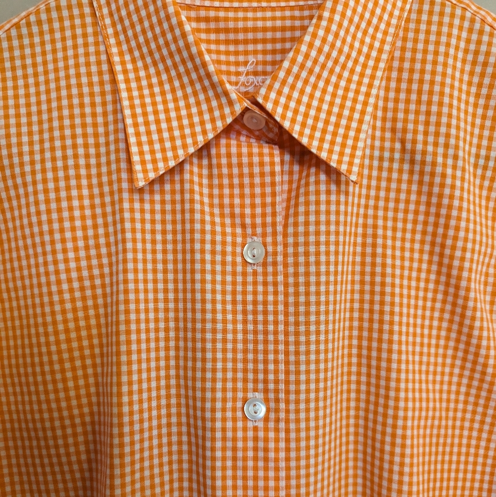 Foxcroft Women's Classic Oxford Orange and White Stripes Size 8 - Picture 1 of 4